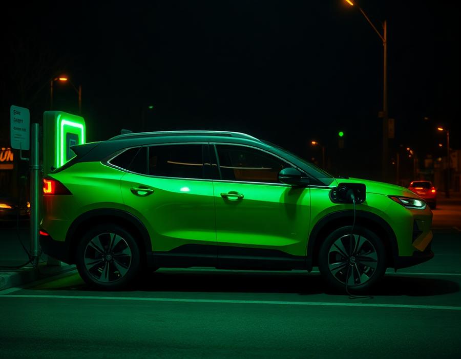 EV car at night